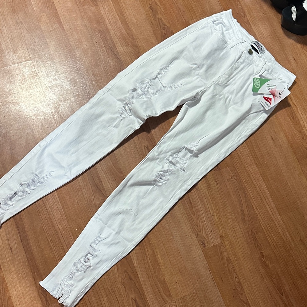 SWANK White Ripped Skinny Jeans